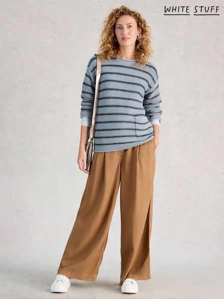 White Stuff Blue Gigi Stripe Washed Jumper (G74868) | ₪373