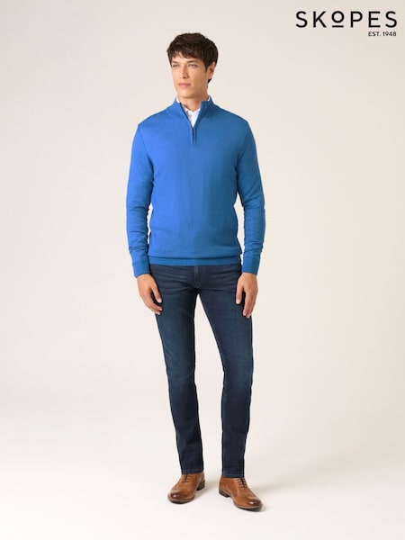 Skopes Bright Blue Miles Merino Blend Quarter Zip Sweater (G74883) | €79.50