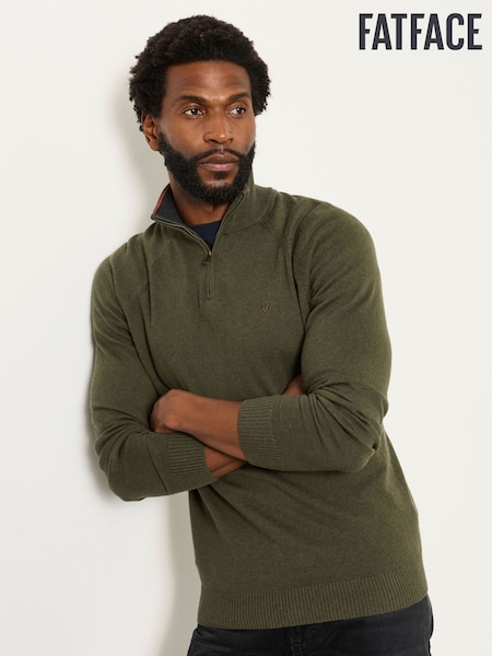 كاكي أخضر - Regular Fatface Half Neck Knitted Jumper