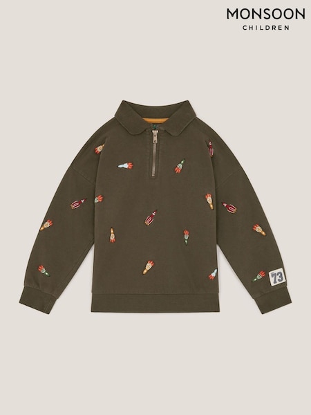 Monsoon Green Spaceship Embroidered Polo Sweatshirt (G75024) | R$ 255 - R$ 295