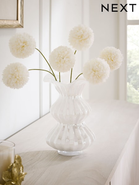 Ruffle Lustre Finish Glass Vase