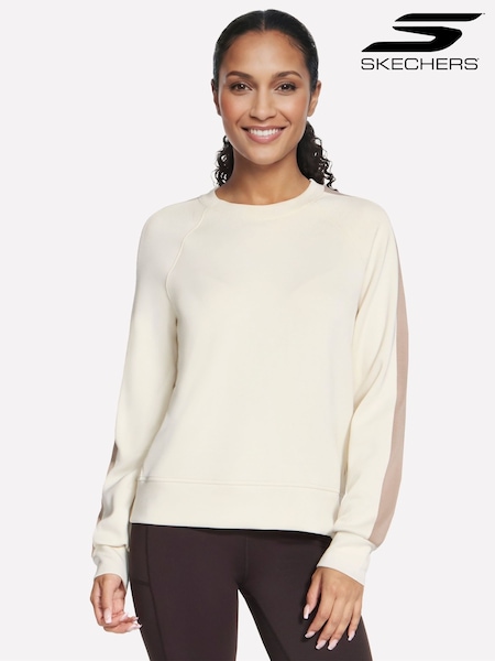 Smėlio spalvos - „Skechers Elevate Blocked Crew Neck“ sportinė palaidinė