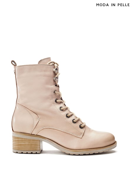 Moda in Pelle Nude Bezzy Lace-Up Casual Boots (G75179) | R$ 1.375
