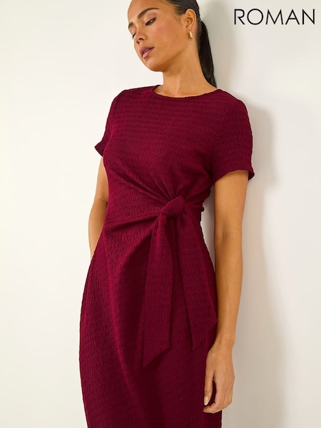 Roman Red Petite Textured Tie Side Dress (G75203) | R$ 545