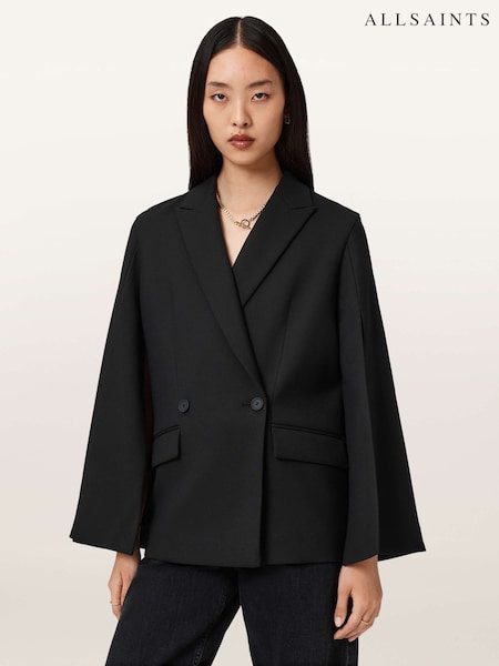 AllSaints Black Luna Cape Blazer (G75239) | 1,554 QAR