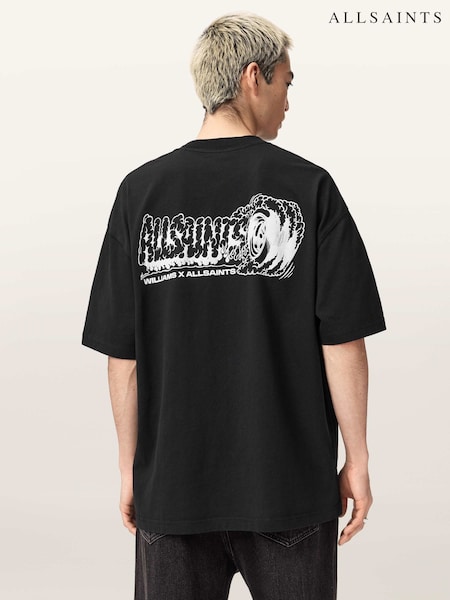 AllSaints Black Burnout Short Sleeve Crew Neck T-Shirt (G75266) | €88
