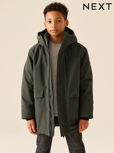 Khaki Green - Waterproof Parka Coat (3-17yrs)