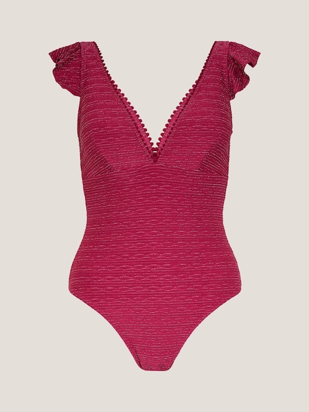 Monsoon Kaylie Plunge Rib Ruffle Swimsuit (G75465) | ‏307 ر.ق.