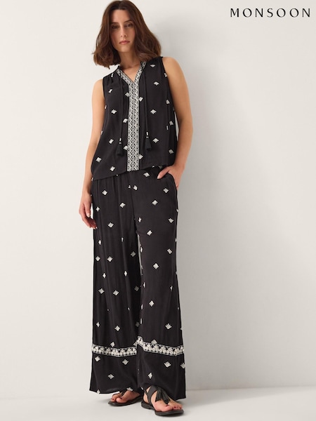 Monsoon Samara Embroidered Wide Leg Trousers (G75466) | ‏338 ر.ق.