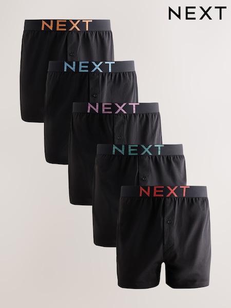 Black Infil Marl Waistband - 5 Pack Loose Cotton Rich Boxers