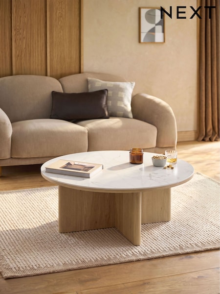Hayford Oak Effect Ceramic Top Coffee Table