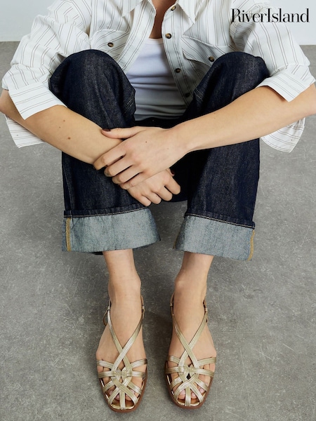 River Island Metalic Strappy Ballerinas (G75951) | ‏210 د.إ.‏