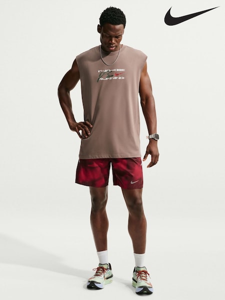 Red - Regular Nike Miler Dri-fit 7 Inch Brief Lined Running Shorts