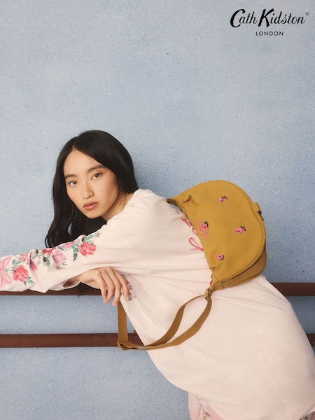 Tan Brown - Cath Kidston Embroidered Sling Bag