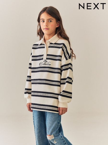 Black/Ecru Stripe - Long Sleeve Rugby Top (3-16yrs)