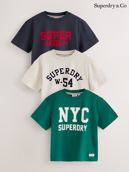 Green/Navy/Stone - Superdry Graphic T-shirts 3 Pack