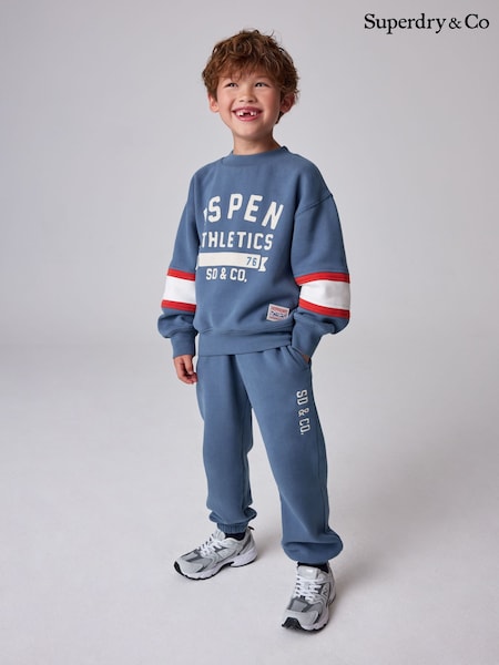 Blå - Superdry Graphic Sweatshirt And Joggers Set