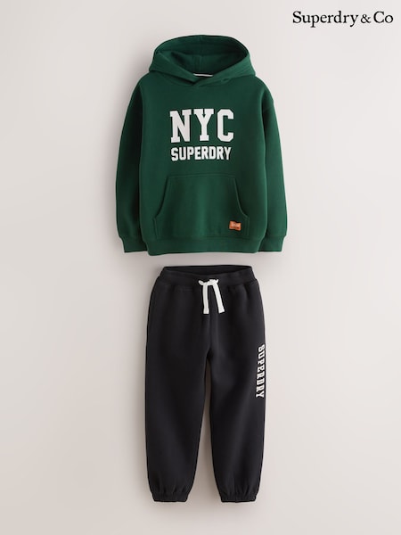 Grön - Superdry Graphic Hoodie And Joggers Set