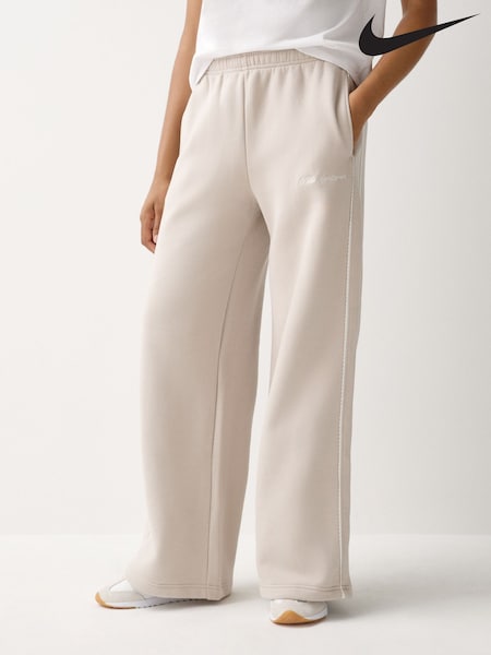 Cream 2 - Nike Studio Fleece Mid Rise Wide Leg Scallop Joggers