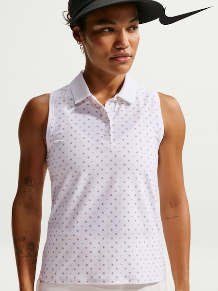 White - Nike Victory Dri-fit Sleeveless Golf Polo T-shirt