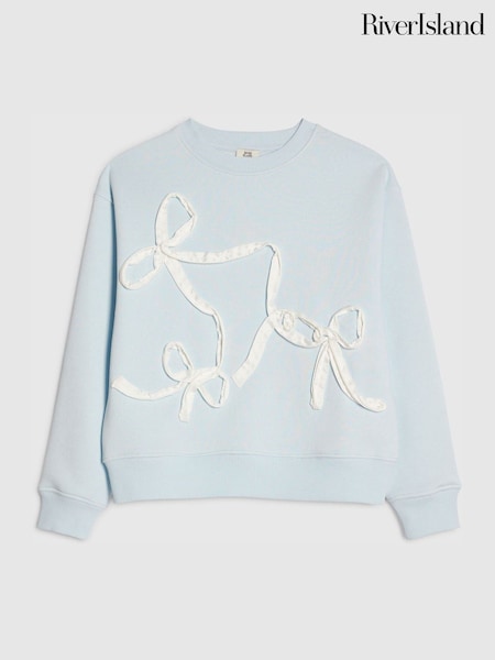 River Island Blue Bow Stitch Sweatshirt (G76720) | kr283