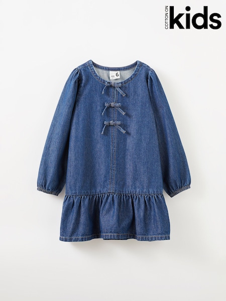 Cotton On Blue Betty Bow Front Denim Dress (G76738) | R$ 295