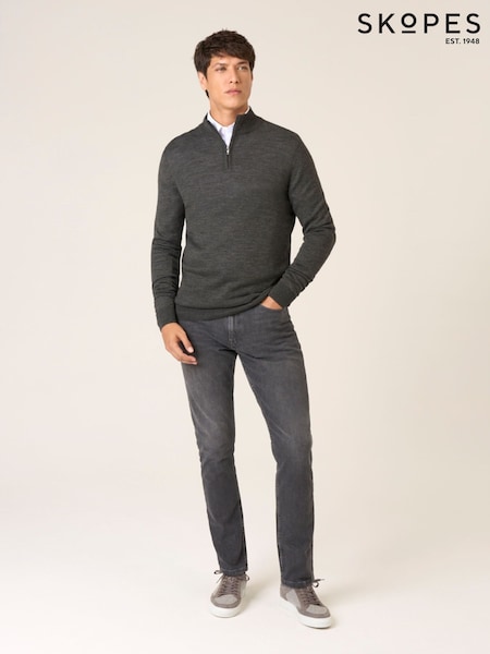 Gris antracita - Skopes Miles Merino Blend Quarter Zip Sweater (G76918) | 85 €