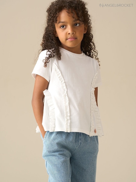 Angel & Rocket White Pippa Woven Peplum Ruffle T-Shirts (G76933) | R$ 160 - R$ 195