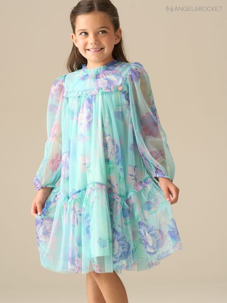 Angel & Rocket Green Beatrice Mesh Frill Dress (G76940) | R$ 315 - R$ 385