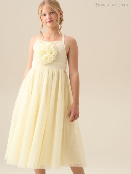 Angel & Rocket Yellow Lily Corsage Mesh Dress (G76959) | $95 - $105