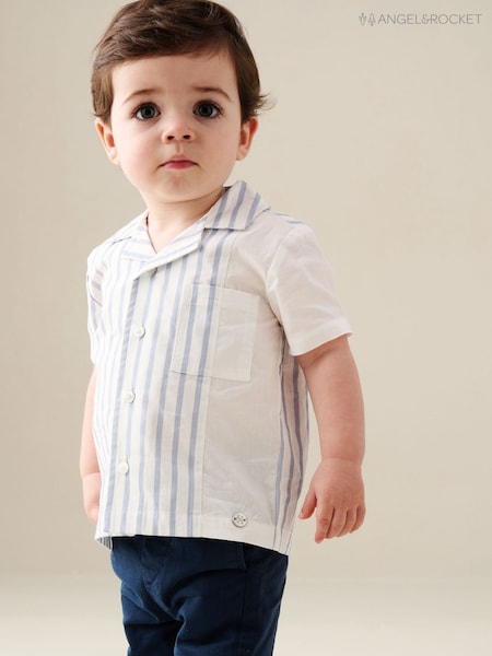 Angel & Rocket Blue Santi Cut And Sew Stripe Shirt (G76987) | R$ 180 - R$ 195