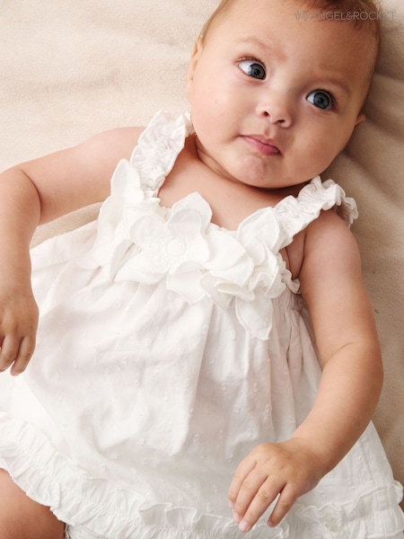 Angel & Rocket White Nyla 3D Daisy Swing  & Bloomer Dress (G76999) | AED143