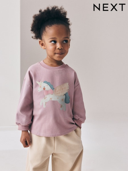 Light Pink Unicorn - Long Sleeve T-shirt (3mths-7yrs)