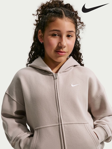 Particle Grey - Nike Studio Fleece Zip Through Hoodie