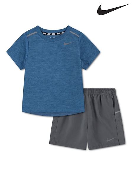 Blue - Nike Dri-fit Miler Short Sleeve Top & Short Set