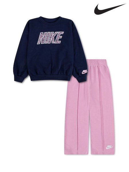 Pink - Nike Kids Girls Retro French Terry Tracksuit