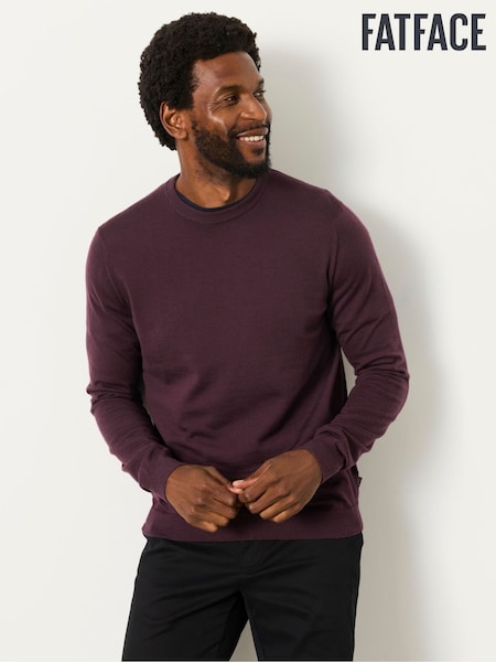 بنفسجي برقوقي - Regular Fatface Malton Merino Crew Neck Knitted Jumper