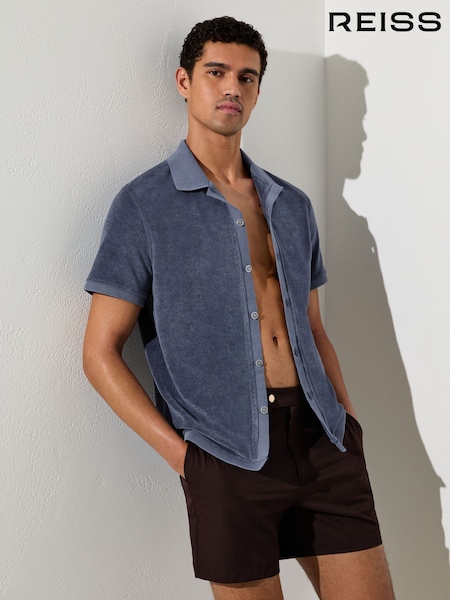 כחול של חיל-האויר - Regular Reiss Eden Towelling Short-sleeve Shirt