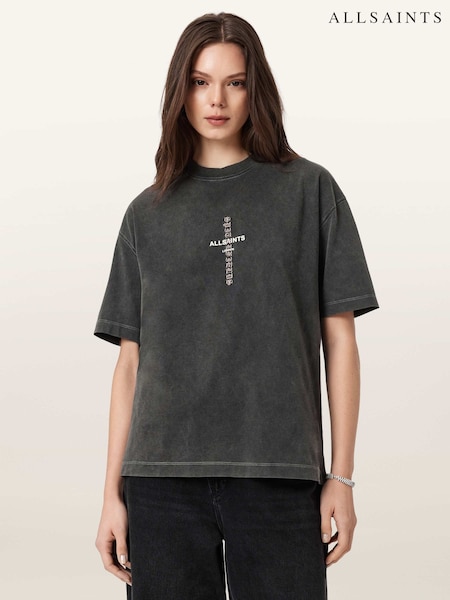 AllSaints Black Knox Etta Oversized T-Shirt (G77867) | €83