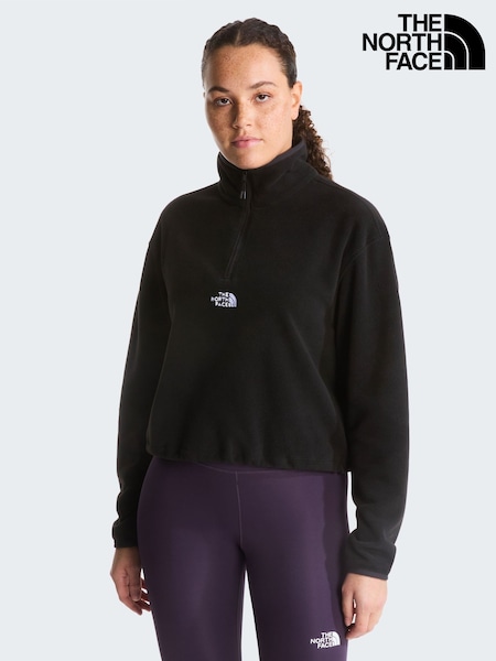 Black - The North Face Novelty Logo Glacier 1/4 Zip Fleece