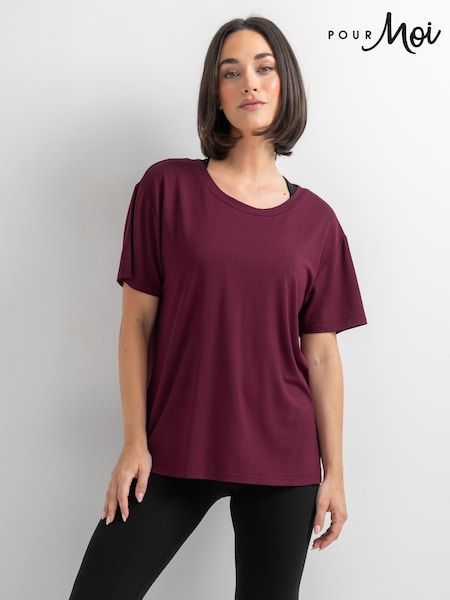 Burgunder - Pour Moi The Off Duty Short Sleeve Yoga Top (G78311) | kr471