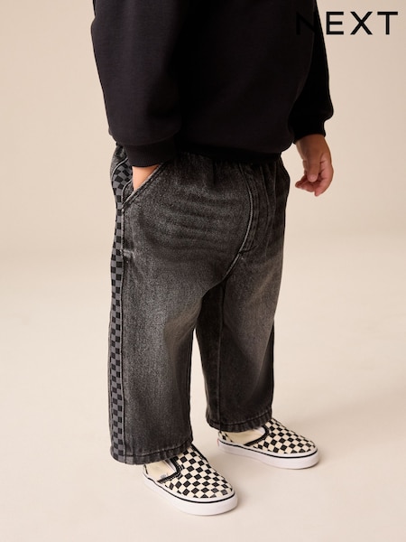 Grey Checkeboard Side Stripe - Jeans (3mths-7yrs)