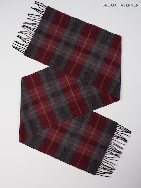 Brook Taverner Red Pure Lambswool Check Scarf (G78461) | R$ 395