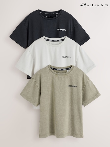 Washed Grey/Black - Smallsaints Logo Crew Relaxed T-shirts 3 Pack