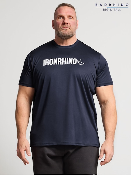 BadRhino Big & Tall Blue Ironrhino Short Sleeve Text Logo T-Shirt (G78545) | $55