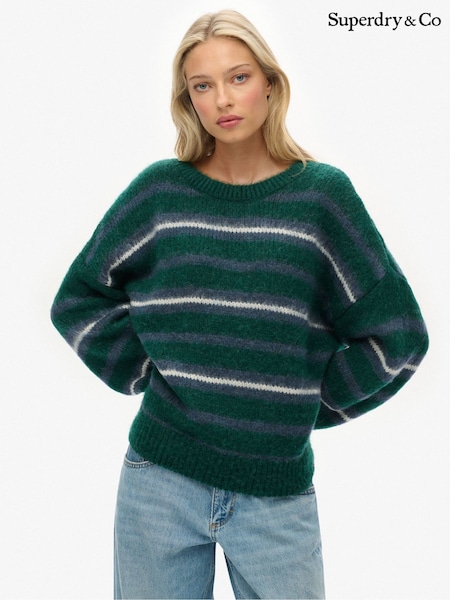 Superdry Green Slouchy Brushed Stripe Knit Jumper (G78589) | R$ 445