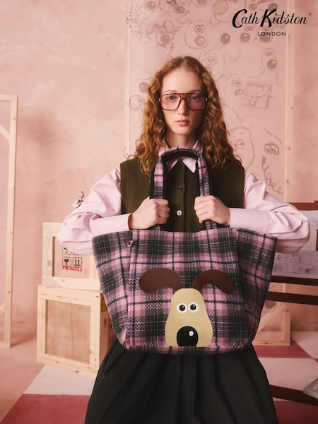 Pink/Grey Check - Cath Kidston Wallace And Gromit Tartan City Tote
