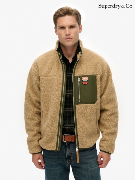 Superdry Brown Vintage Retro Borg Fleece Jacket (G78950) | R$ 790