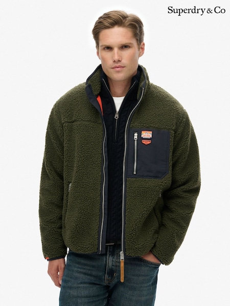 Superdry Green Vintage Retro Borg Fleece Jacket (G78952) | R$ 790