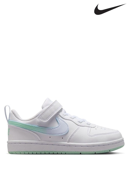White Arctic Green - Nike Junior Court Borough Low Recraft Trainers